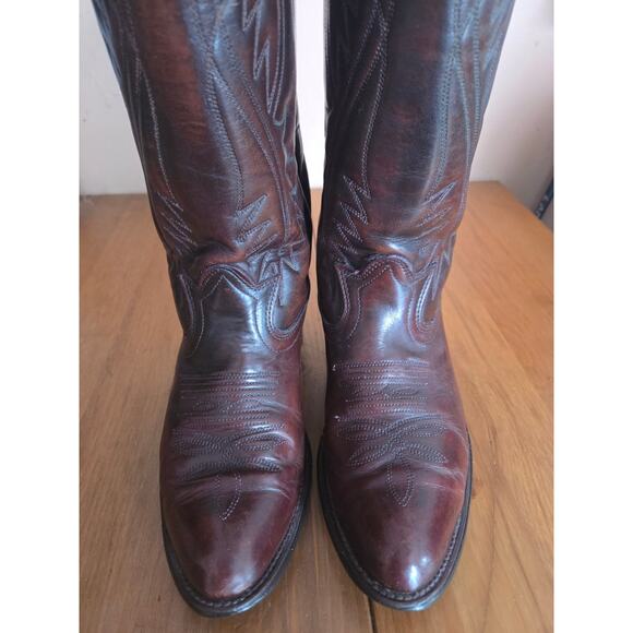 Laredo Mens 12in Black Cherry Western Style Traditional Cowboy Boots Size 7 - Picture 5 of 8